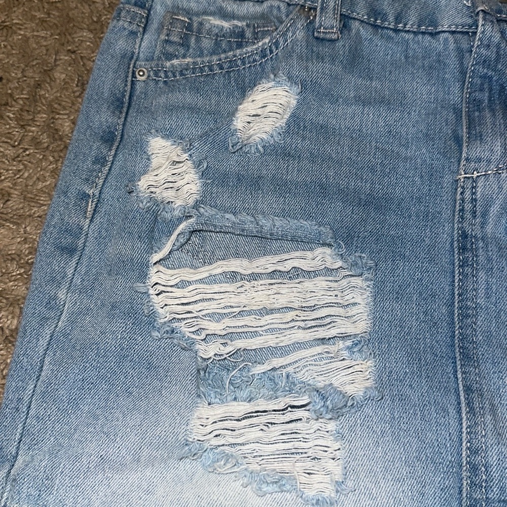 Vintage Blue spice Denim Ripped Mini Skirt - Picture 2 of 9